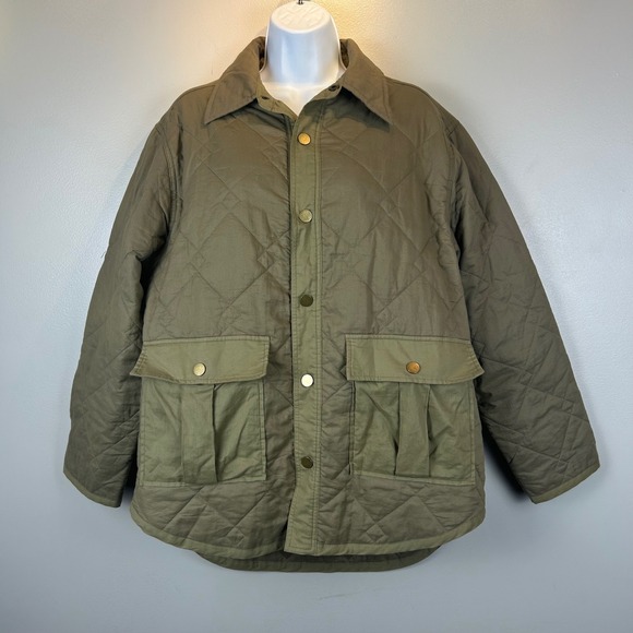 Wishlist Jackets & Blazers - Wishlist Olive Green Quilted Barn Jacket Cargo Pockets M/L Utility Shacket
